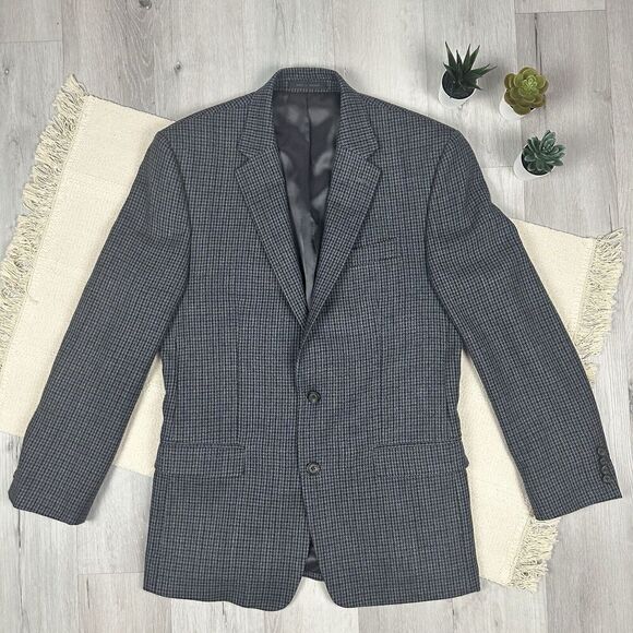 Lauren Other - Lauren Ralph Lauren Mens Sport Coat Blazer Wool Plaid 2 Button 40L Gray